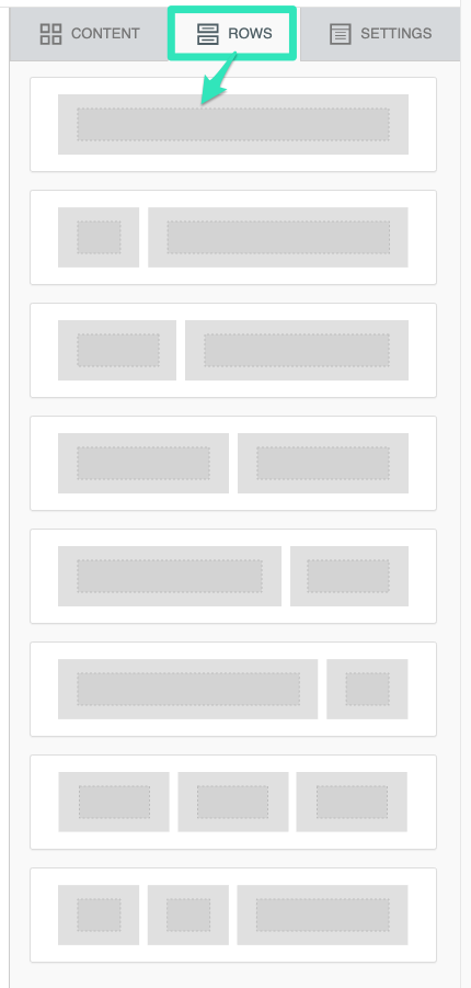 Row layout options showing various column configurations
